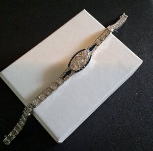 Gorgeous Luxury Simulated Blue & White Sapphire Statement Bracelet